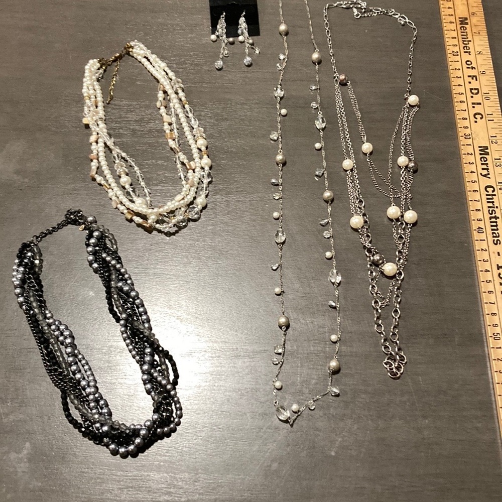 Premier Designs Silver and Cream Necklace Collection